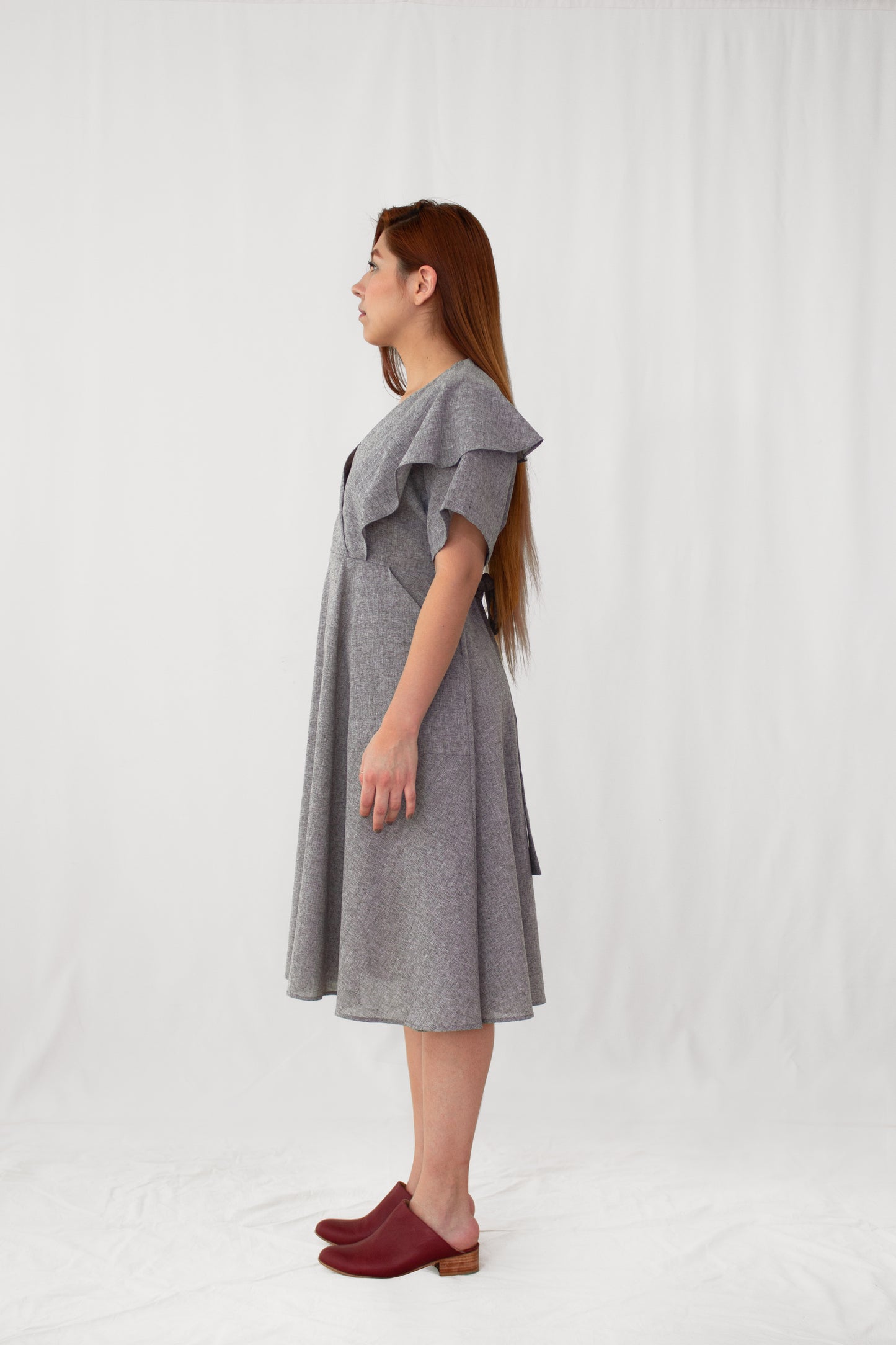 Ginger Melange Layered V-Neck Collar Dress