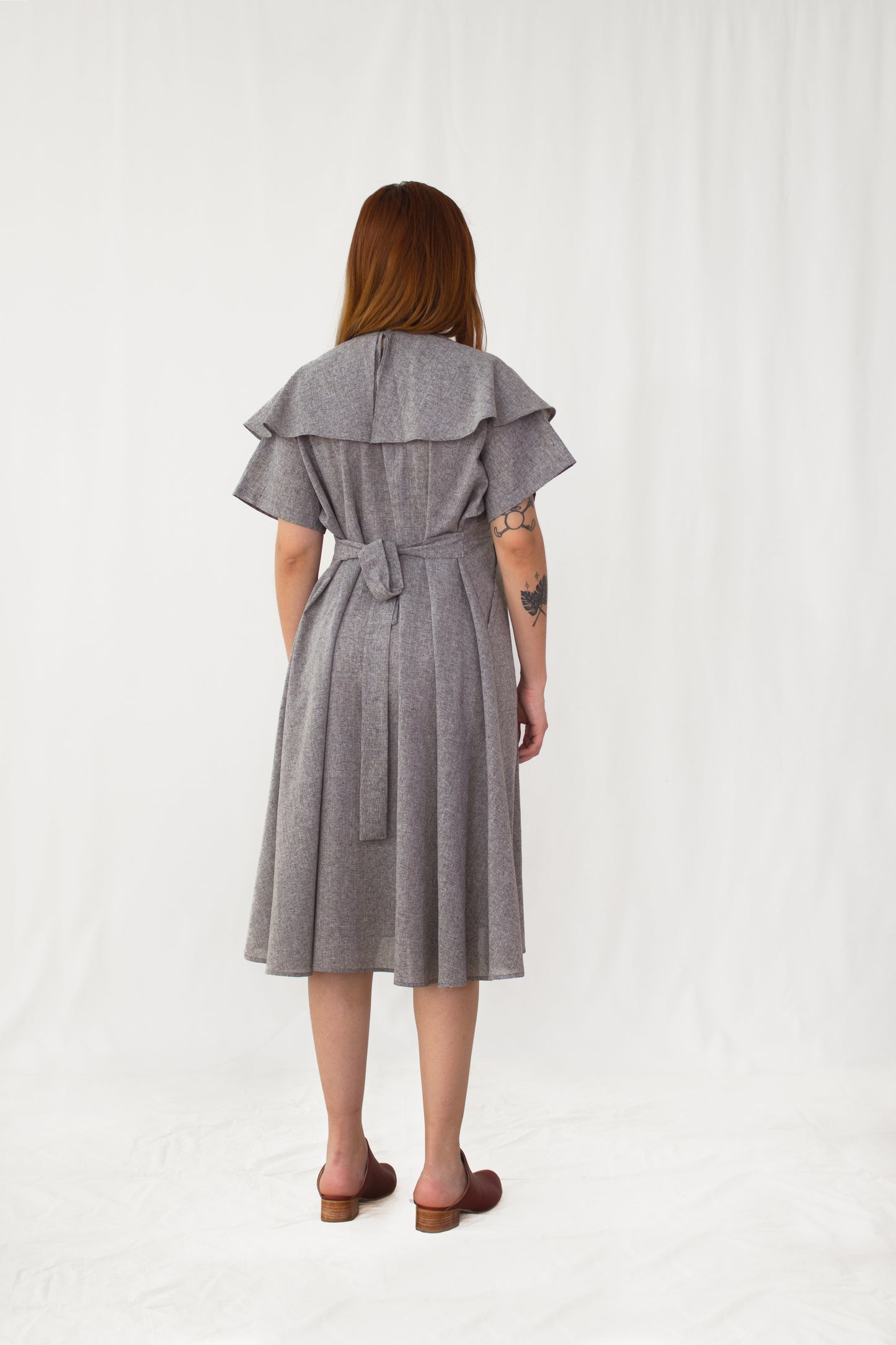 Ginger Melange Layered V-Neck Collar Dress