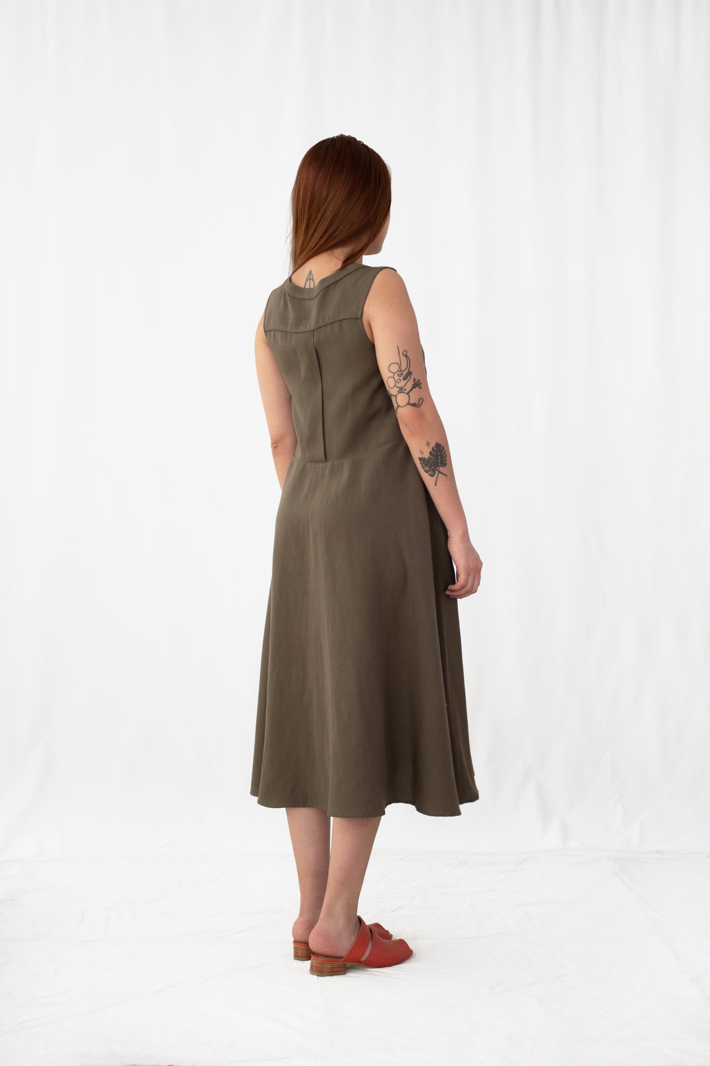 Nettle Linen-Blend Button Front Dress