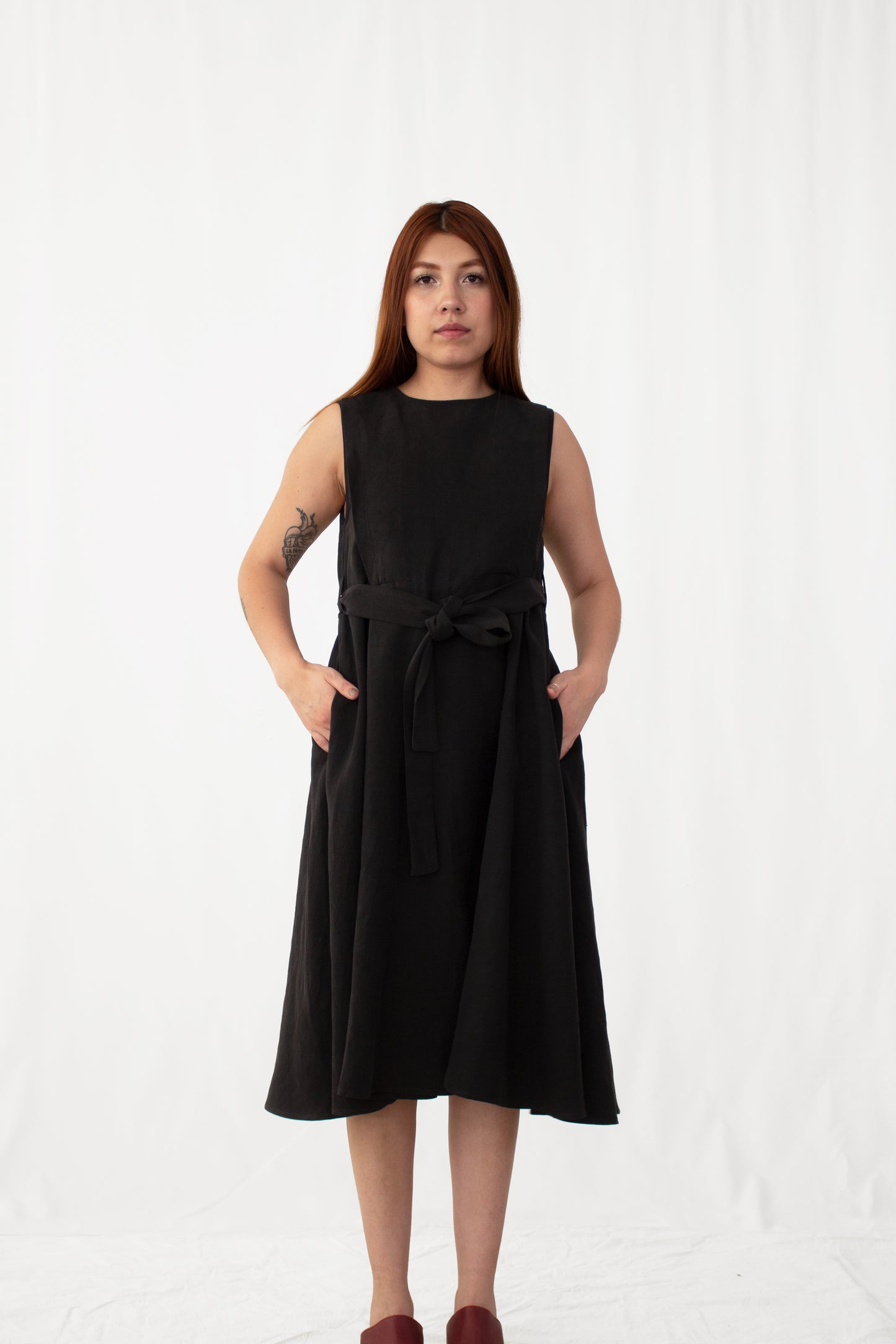 Rosemary Linen-Silk Waist-Tie Dress