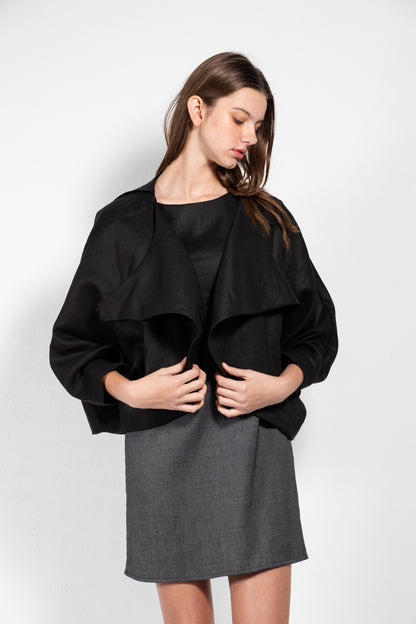 Andrea Linen Blend Crossover Cape Top