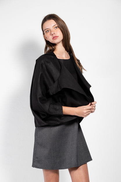 Andrea Linen Blend Crossover Cape Top